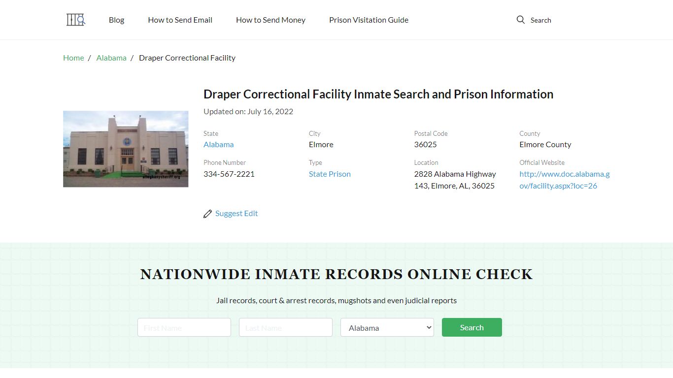 Draper Correctional Facility Inmate Search, Visitation ...